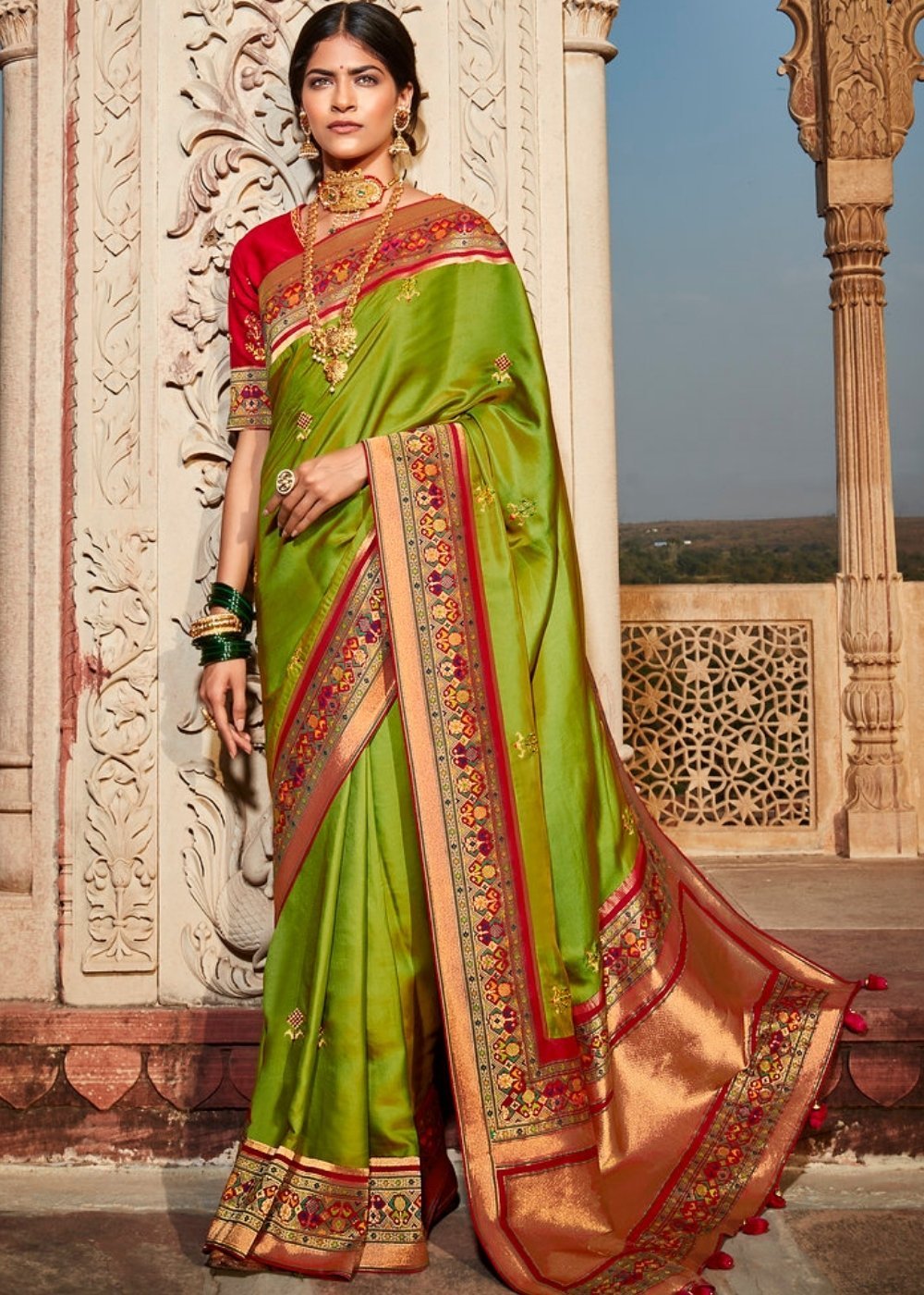 Buy MySilkLove Citron Green Zari Woven Banarasi Silk Saree Online