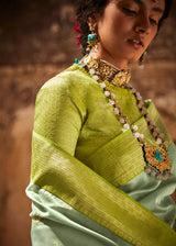 Rainee Green Zari Woven Designer Banarasi Saree