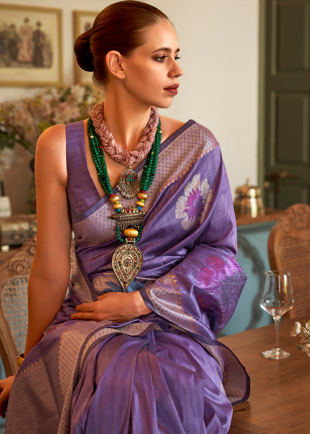 MySilkLove Majesty Violet Woven Handloom Banarasi Silk Saree