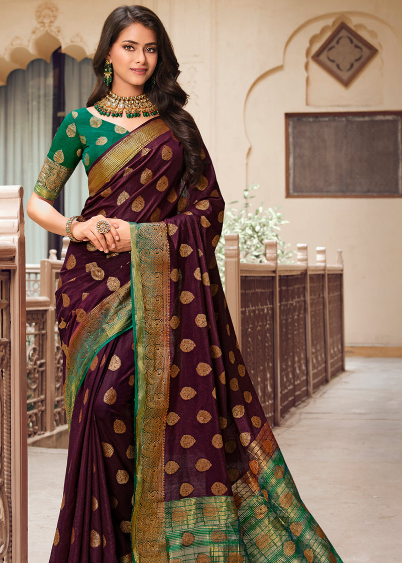 Buy Bottle Green Threadwork Soft Silk Saree - Koskii