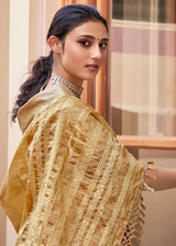 Twine Brown and Golden Zari Woven South Silk Saree