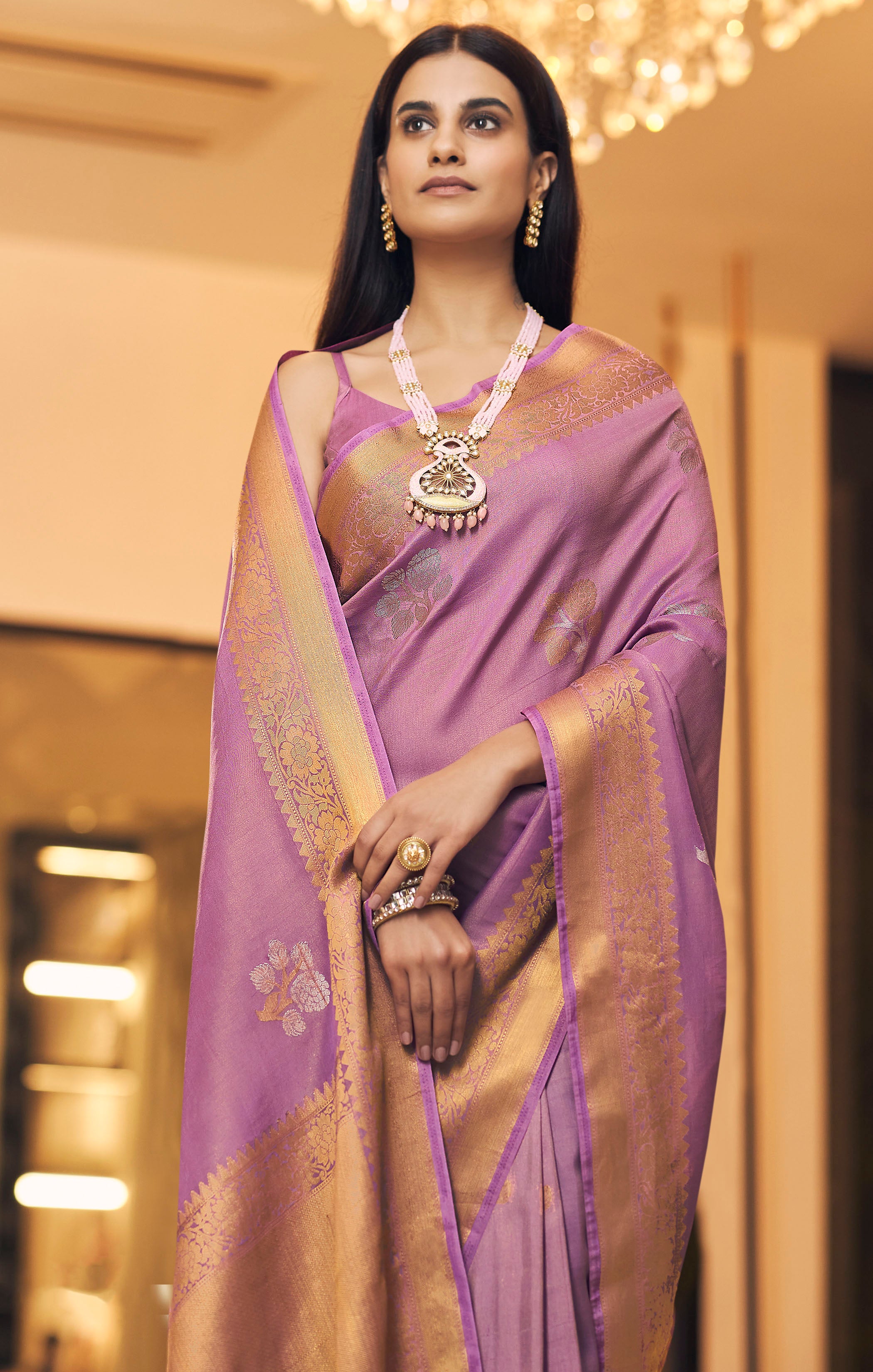 Buy MySilkLove Old Purple Zari Woven Tissue Banarasi Saree Online