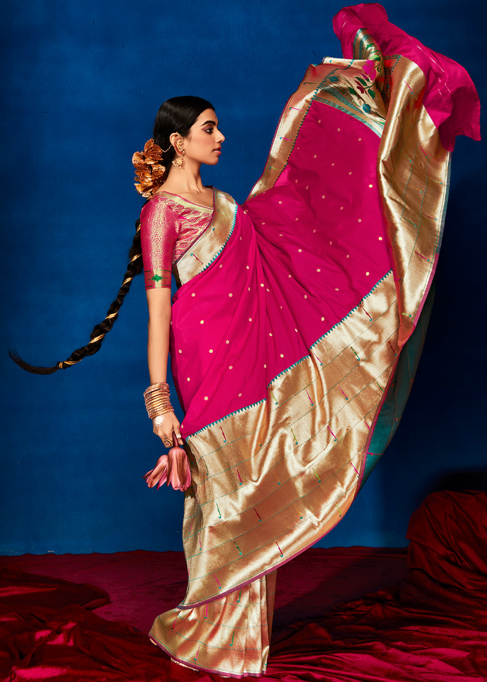 MySilkLove Magenta Pink Woven Paithani Silk Saree