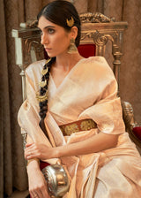 Gold Sand Cream Zari Woven Kanjivaram Saree