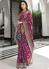 Solid Purple Zari Woven Banarasi Patola Saree
