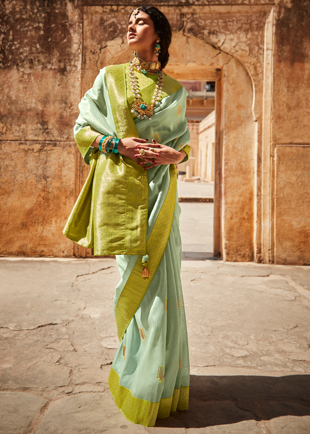 Buy MySilkLove Rainee Green Zari Woven Designer Banarasi Saree Online