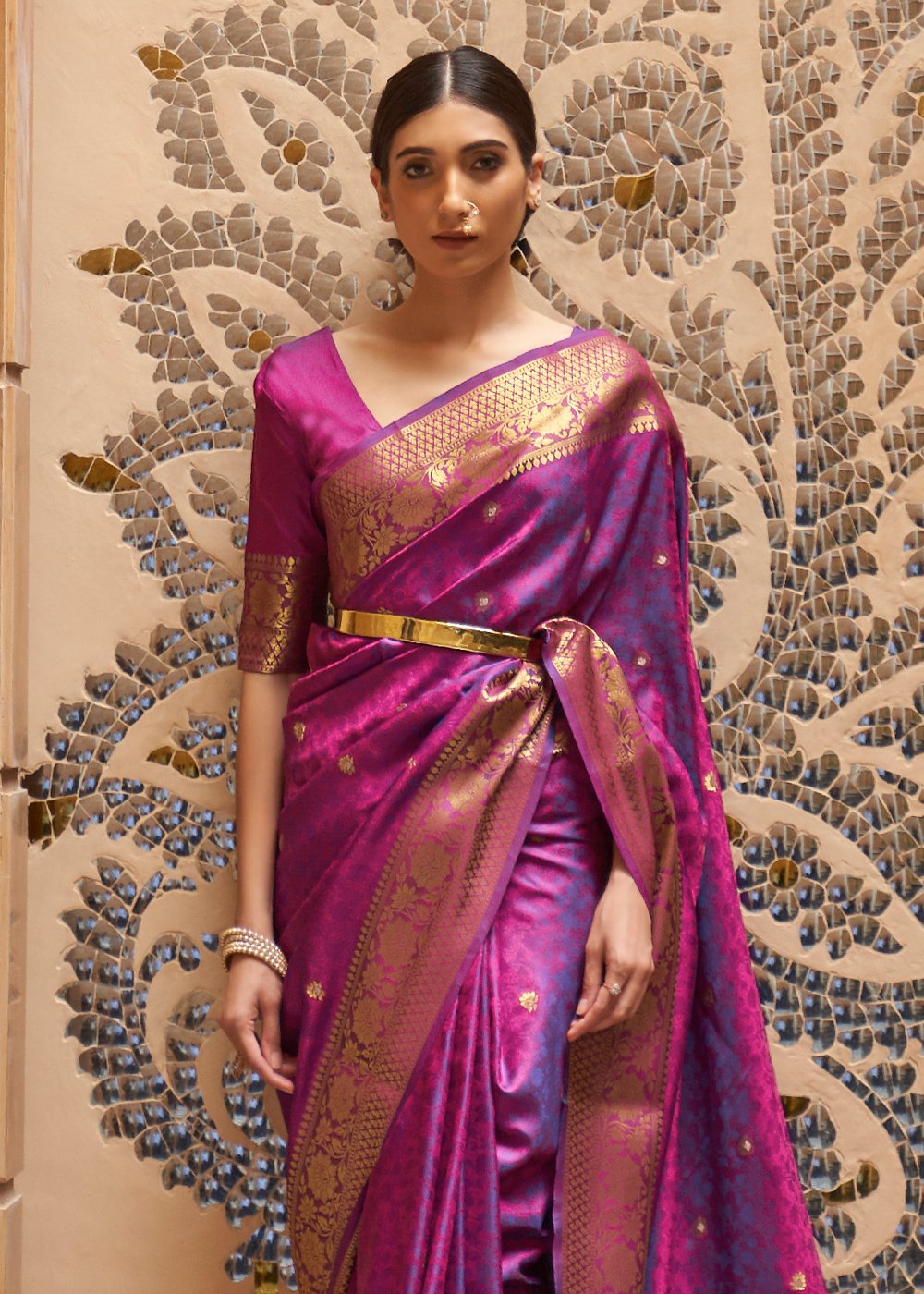 Buy MySilkLove Ruby Purple Zari Woven Kanjivaram Saree Online