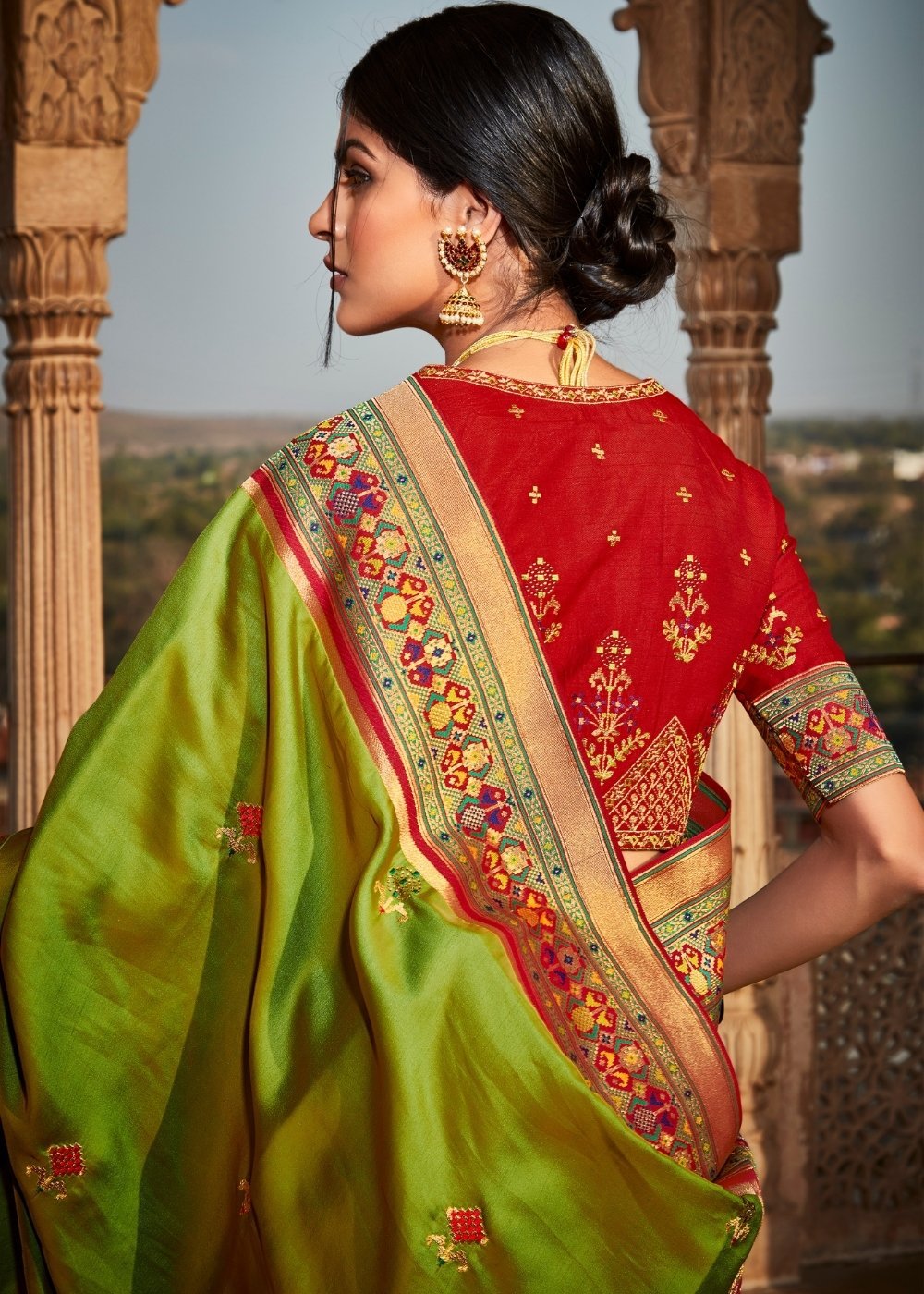 Buy MySilkLove Citron Green Zari Woven Banarasi Silk Saree Online