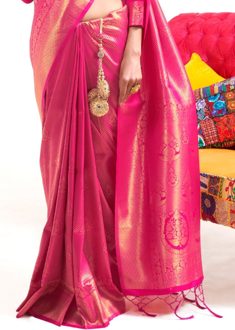 Buy MySilkLove French Rose Pink Kanjivaram Silk Saree Online