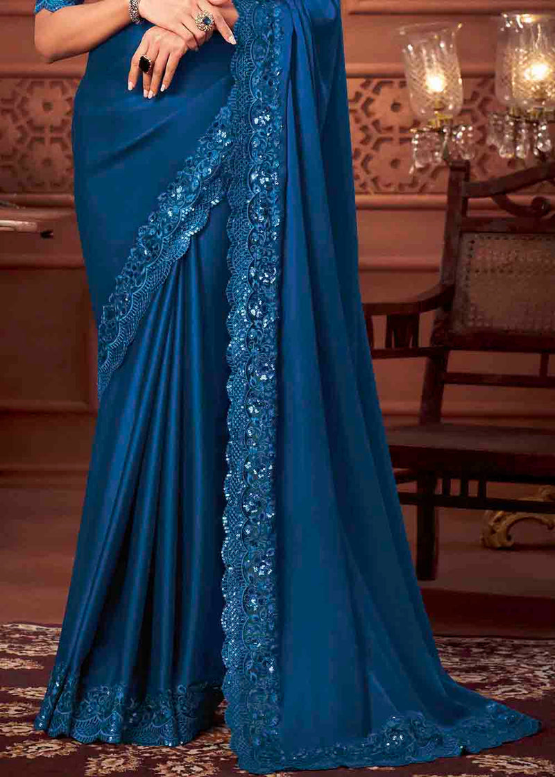 Madison Blue Soft Silk Designer Saree
