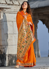 Piper Orange Zari Woven Paithani Saree