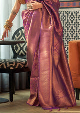 Mystic Purple Zari Woven Banarasi Brocade Saree
