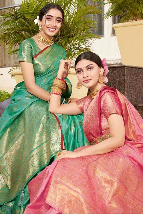 Buy MySilkLove Deep Sea Green Zari Woven Banarasi Saree Online