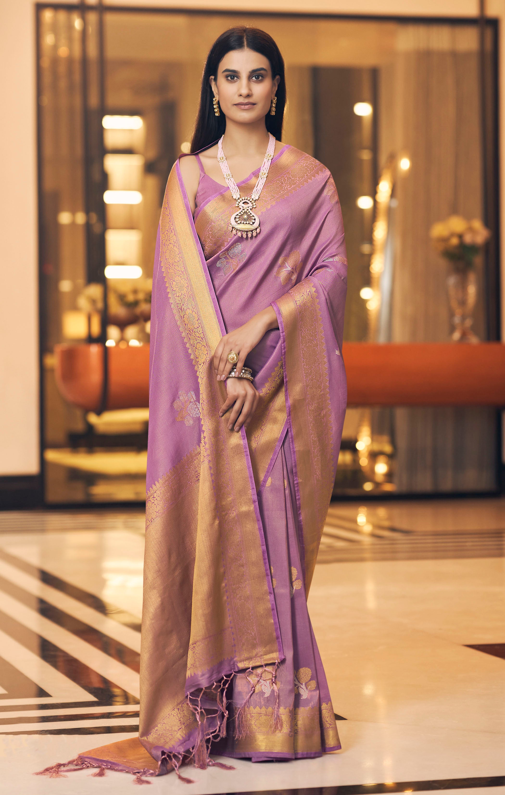 Buy MySilkLove Old Purple Zari Woven Tissue Banarasi Saree Online