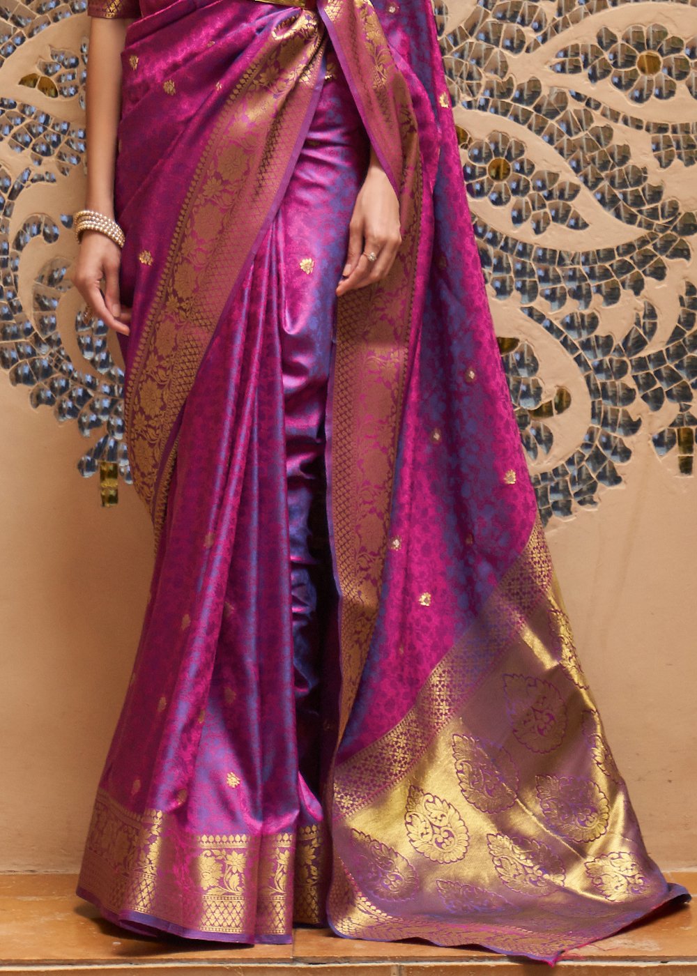 Buy MySilkLove Ruby Purple Zari Woven Kanjivaram Saree Online