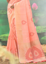 Wax Peach Pink Banarasi Jacquard Silk Saree