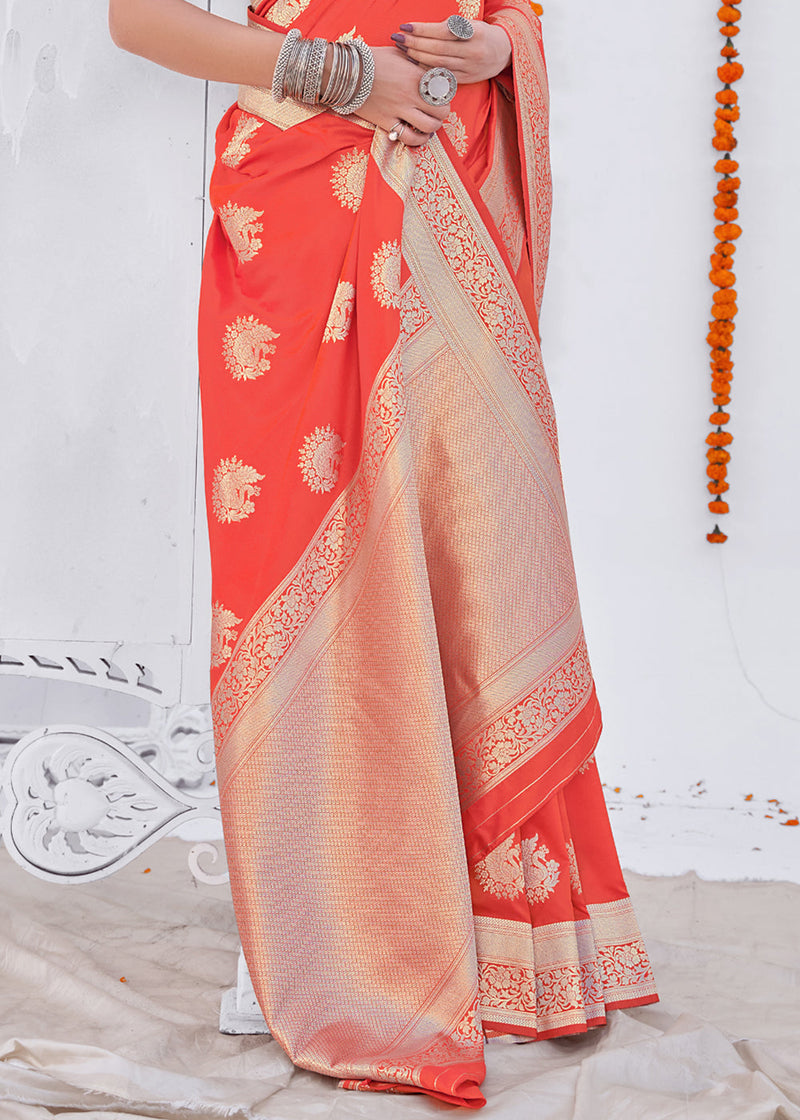 Fair Red Zari Woven Banarasi Silk Saree