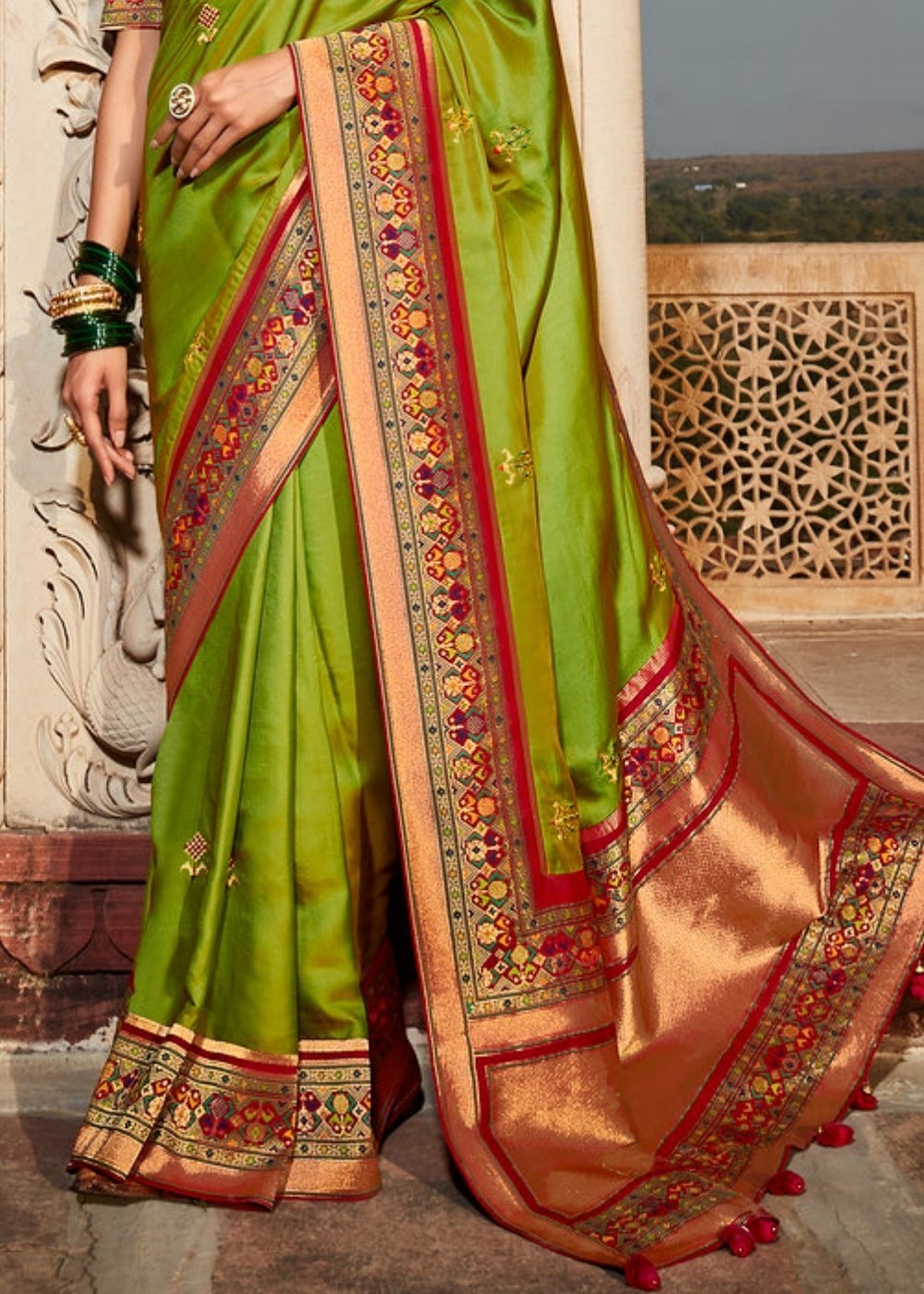 Buy MySilkLove Citron Green Zari Woven Banarasi Silk Saree Online