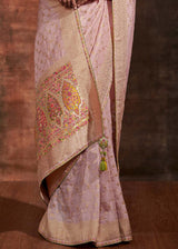 Mandys Pink Woven Banarasi Soft Silk Saree