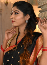 Chicago Black and Red Katan Pure Silk Handwoven Bootidaar Saree