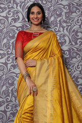 Nugget Yellow Tussar Silk Saree