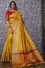 Nugget Yellow Tussar Silk Saree