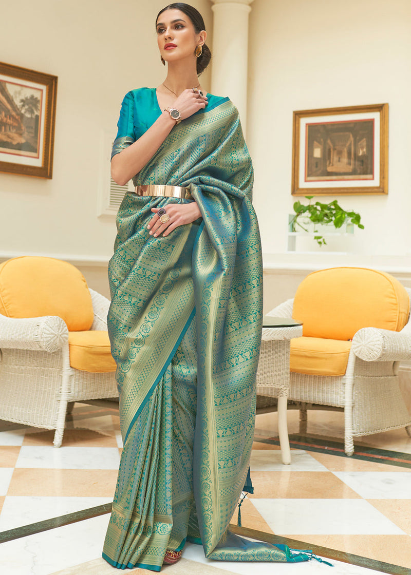 Laurel Green Zari Woven Kanjivaram Saree