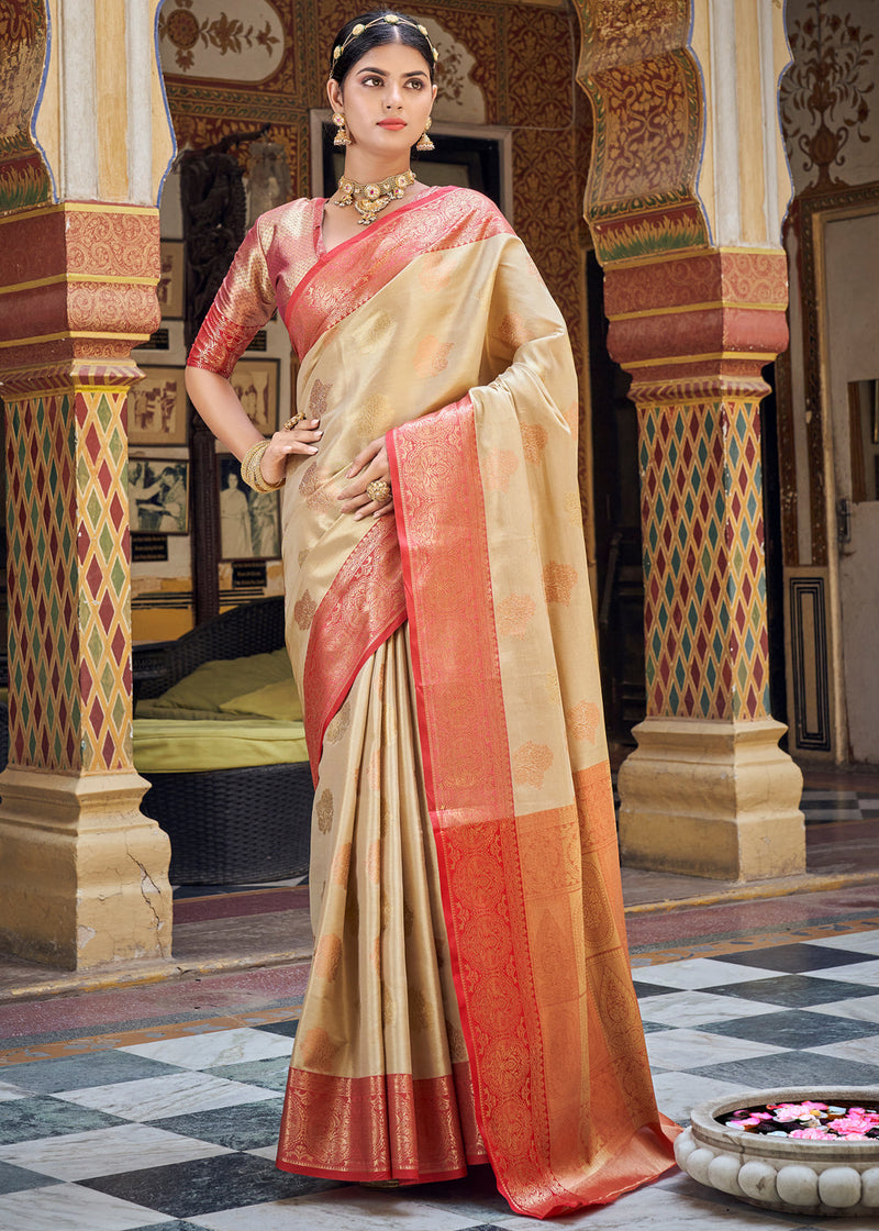 Traditional cream silk saree - G3-WSA54209 | G3fashion.com