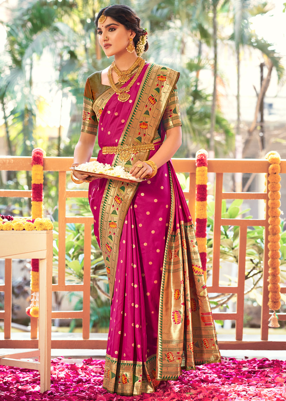 Buy MySilkLove Cerise Purple Woven Paithani Silk Saree Online