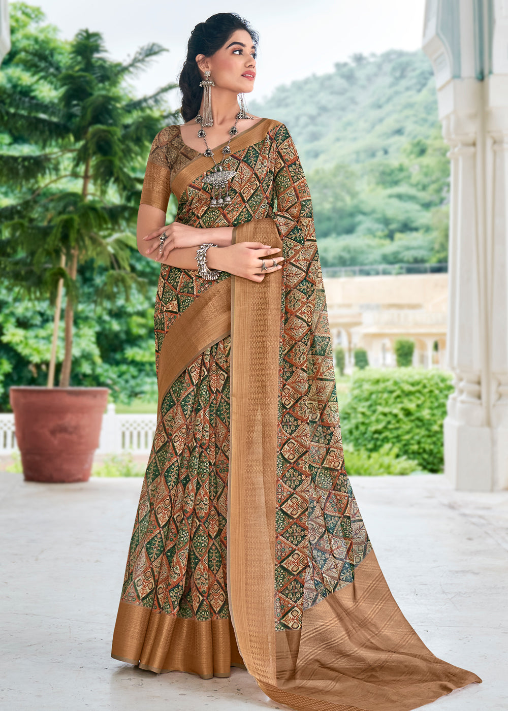 Buy MySilkLove Brown Sugar Banarasi Printed Saree Online