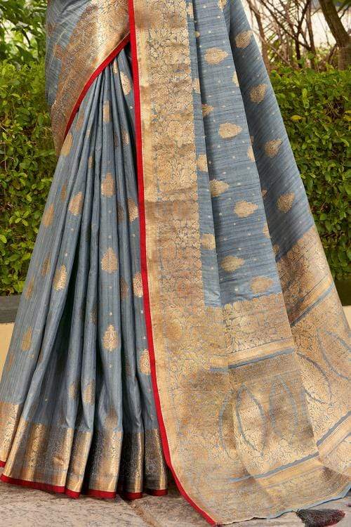 Buy MySilkLove Oslo Grey Zari Woven Banarasi Saree Online