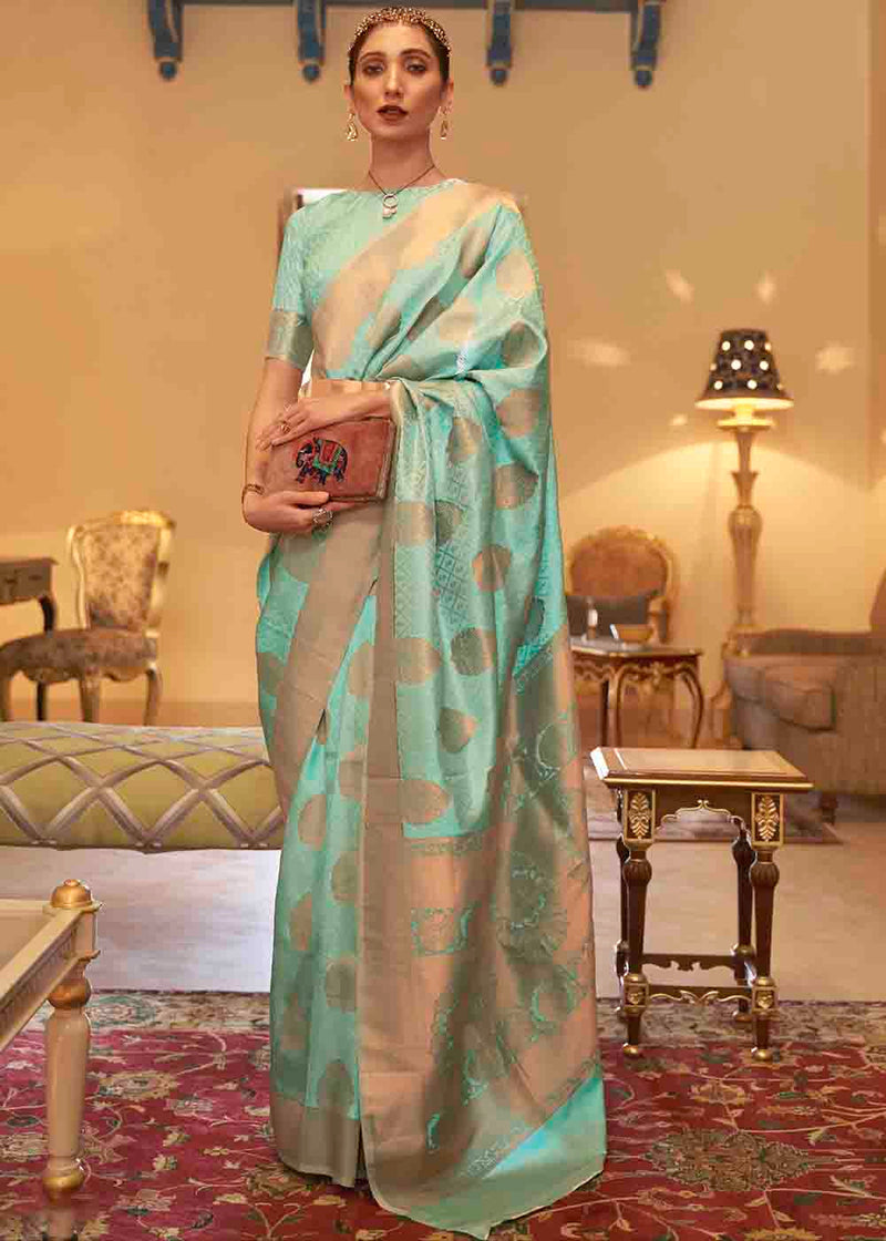 Summer Green Banarasi Silk Handloom Saree