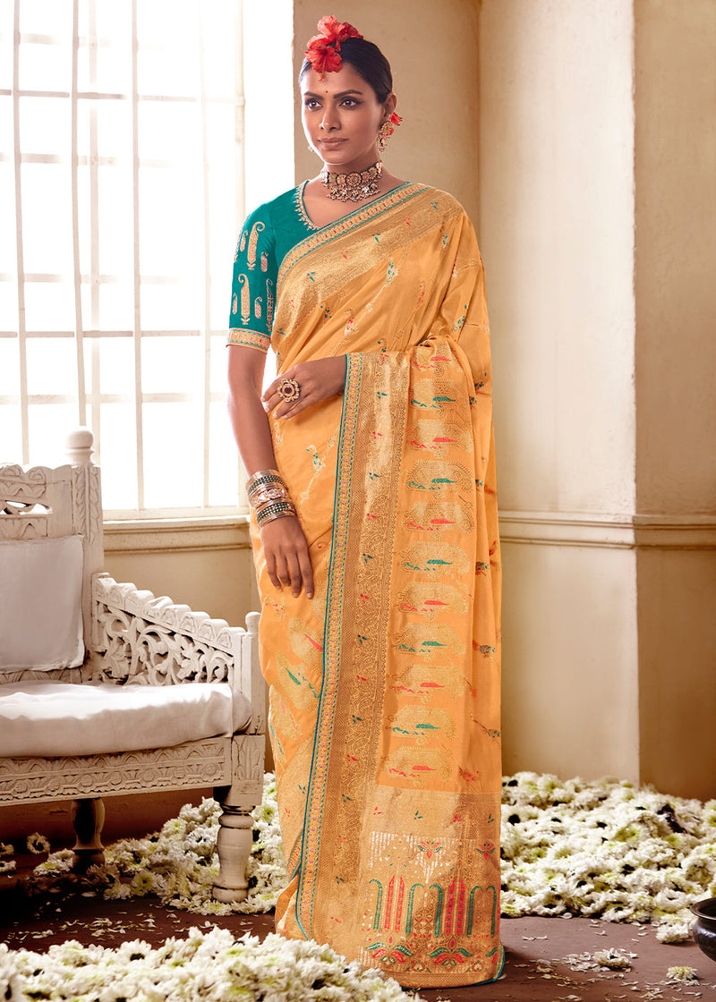 Weaving Orange Banarasi silk Banarasi Saree - SR24650