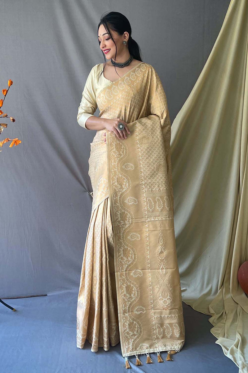 Sapling Golden Woven Art Silk Saree