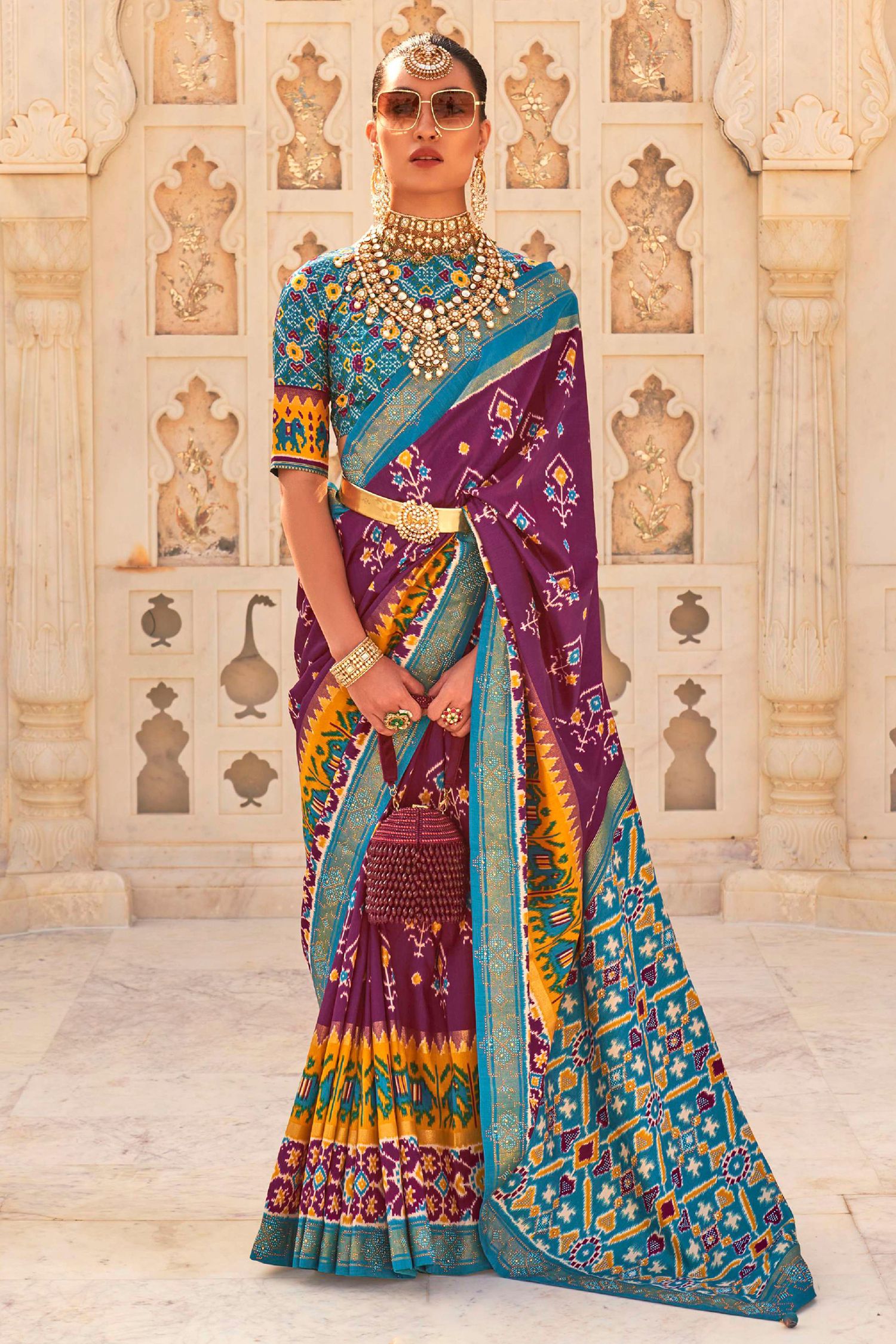 Buy MySilkLove Tapestry Purple Woven Patola Silk Saree Online