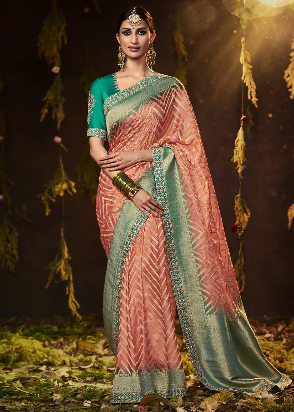 Buy MySilkLove Contessa Pink Woven Georgette Designer Saree with Embroidered Blouse Online