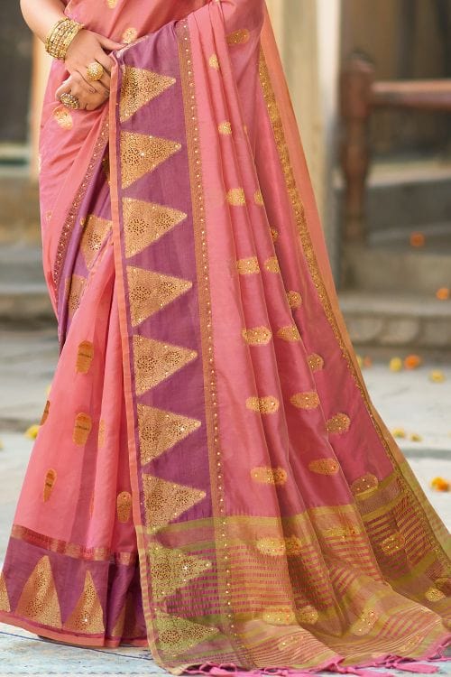 Buy MySilkLove Cornflower Lilac Pink Organza Saree Online