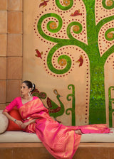 Rose Pink Zari Woven Kanjivaram Saree