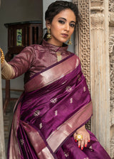 Shocking Purple Zari Woven Tussar Silk Saree