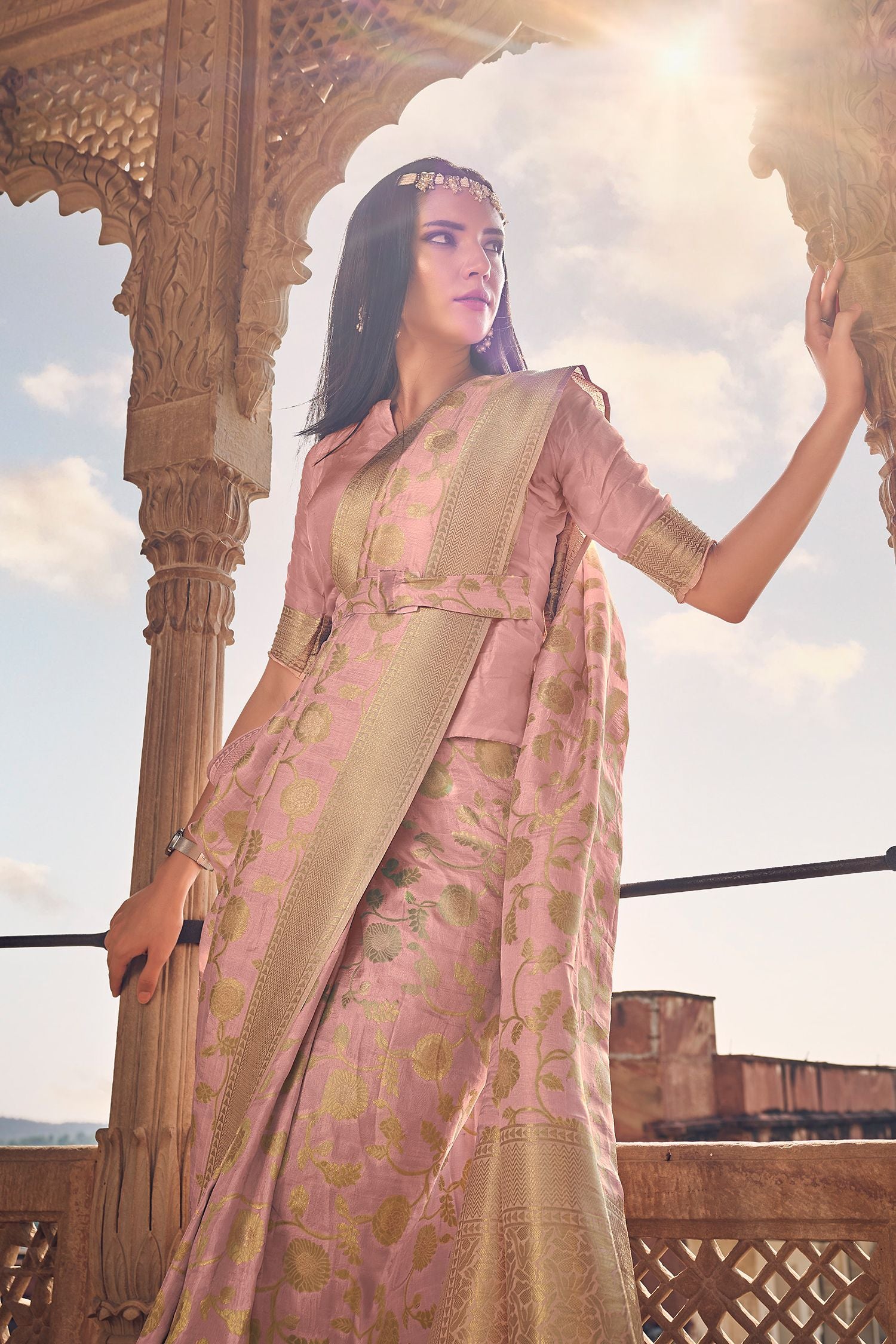 MySilkLove My Pink Banarasi Woven Silk Saree