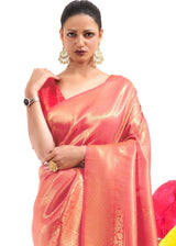 Pearl Red Kanjivaram Silk Saree