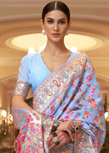 Jordy Blue Banarasi Jamawar Woven Silk Saree
