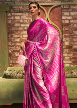 Blush Pink Printed Satin Silk Saree
