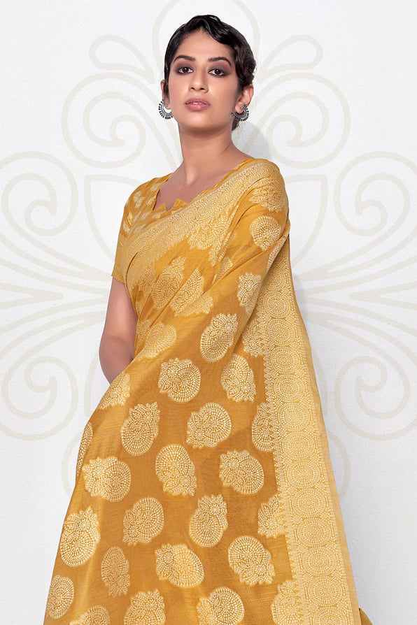 MySilkLove Roy Yellow Cotton Saree