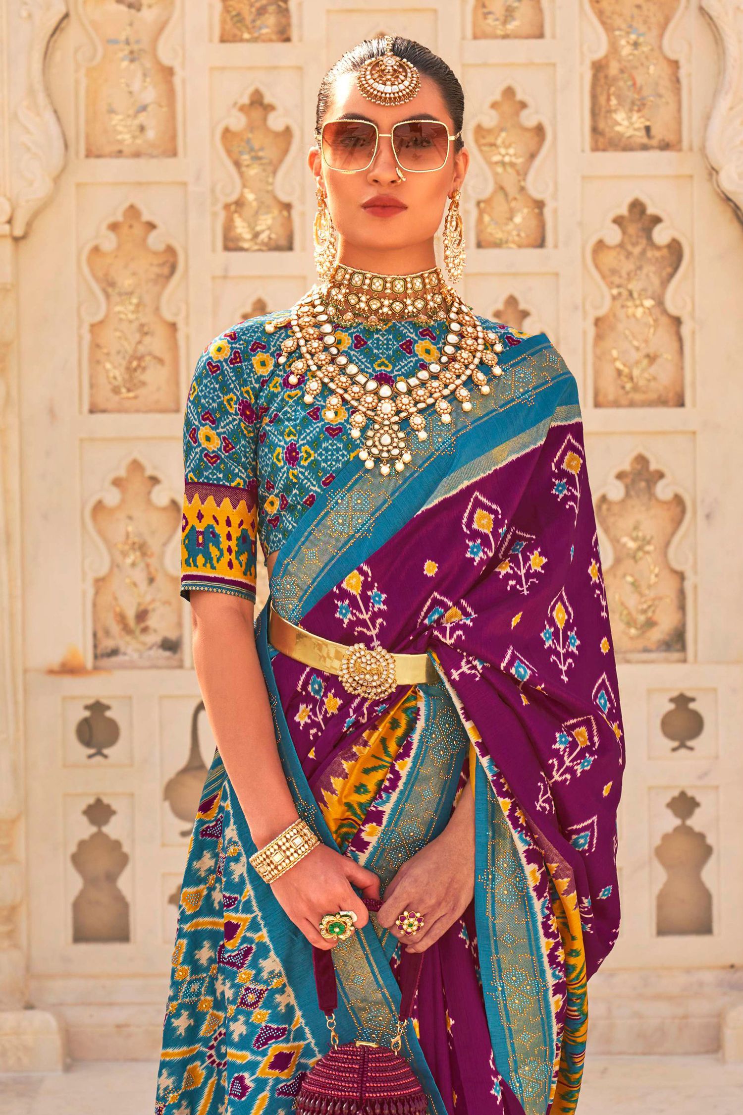 Buy MySilkLove Tapestry Purple Woven Patola Silk Saree Online
