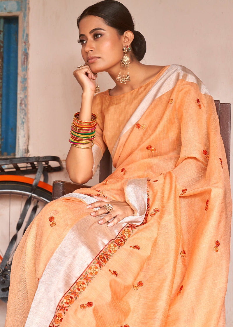 Buy the beautiful Honey Orange Linen Saree online-Karagiri – Karagiri Global