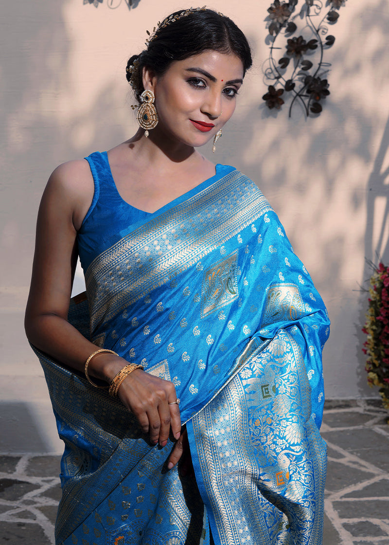 Navy blue Weaving Banarasi silk Banarasi Saree - SR21363