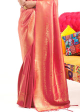 Pearl Red Kanjivaram Silk Saree