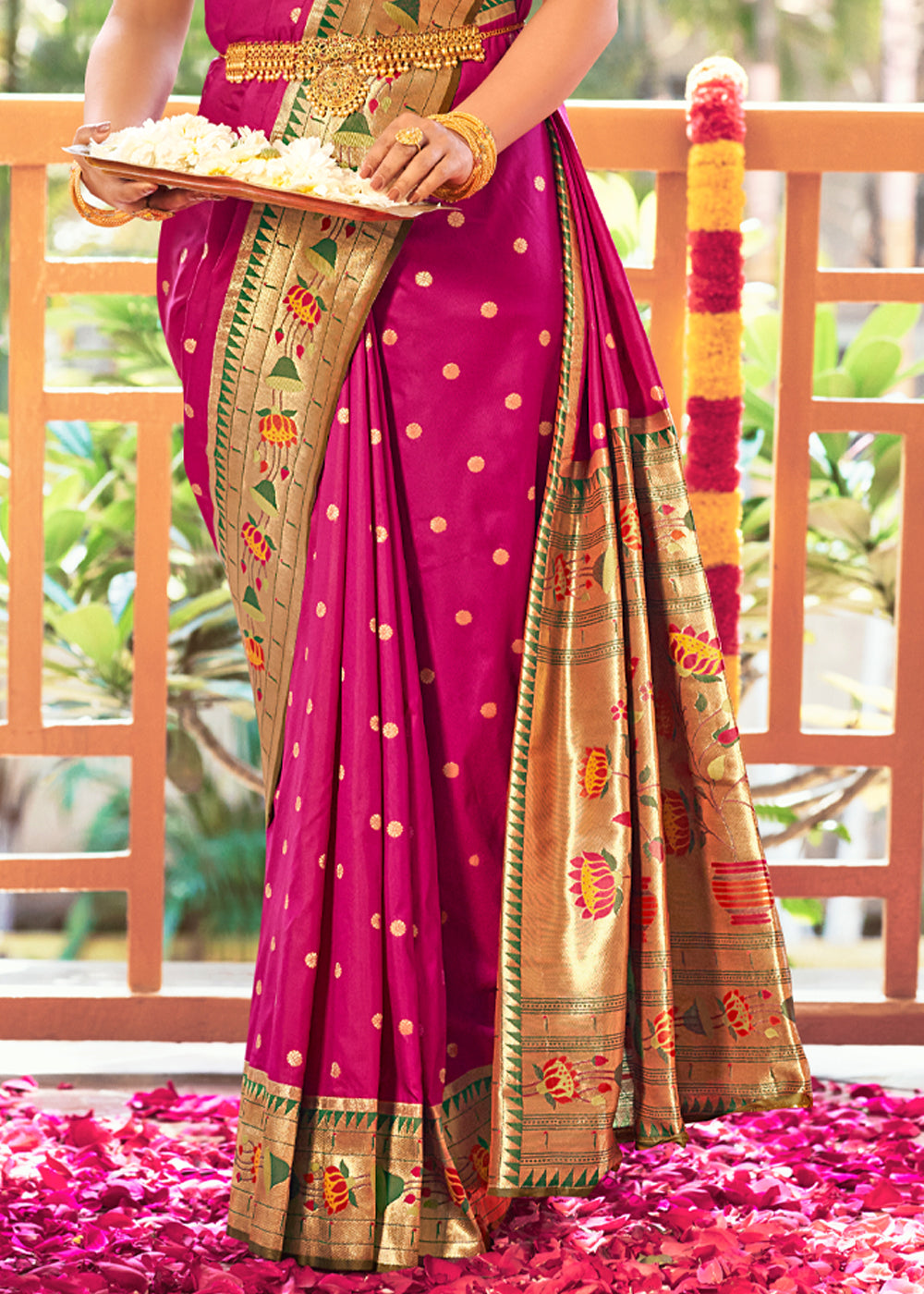 Buy MySilkLove Cerise Purple Woven Paithani Silk Saree Online