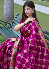 Hopbush Purple Zari Woven Tussar Silk Saree
